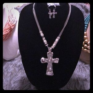 Cross necklace and earrings set